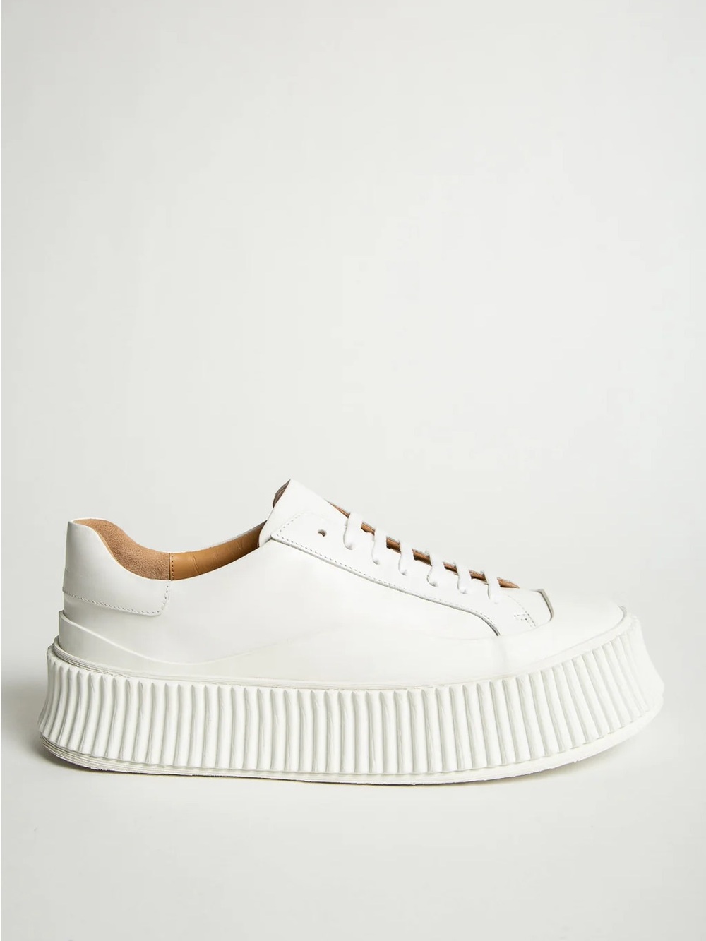 Jil Sander White Leather Platform Sneaker